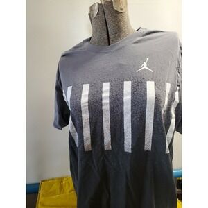 Jordan Gray Black Ombre Striped Graphic T-Shirt Jumpman Logo XL Womens Mens